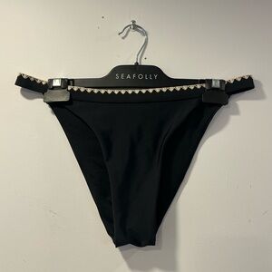 Black Crochet Bikini Bottom Womens Size Medium High Waist Swimwear